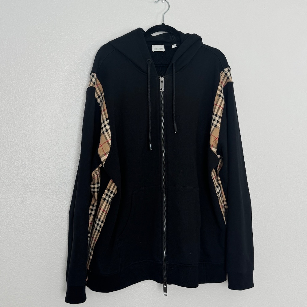 Burberry Check Panel French‎ Terry Hoodie